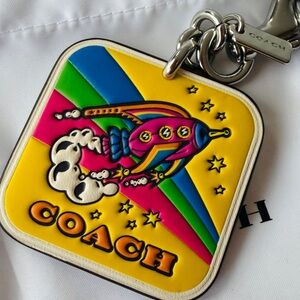 Coach Cosmic Collection Rocket Bag Charm in Silver/Multi Leather NWT CN742